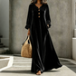 Elegante fluwelen maxi-jurk voor dames met geplooide mouwen