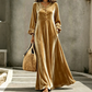 Elegante fluwelen maxi-jurk voor dames met geplooide mouwen