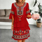 Dames vintage etnische print gelaagde jurk