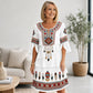 Dames vintage etnische print gelaagde jurk