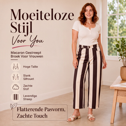 Casual gestreepte wijde pijpen broek voor dames