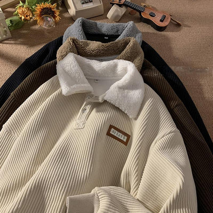Heren-sweatshirt van corduroy met reverskraag – herfst- en wintermodel