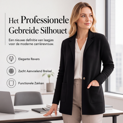 Dames gebreid vest met reverskraag