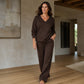 Off-shoulder sweatshirt en broekenset voor dames