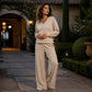 Off-shoulder sweatshirt en broekenset voor dames