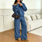 Off-shoulder sweatshirt en broekenset voor dames