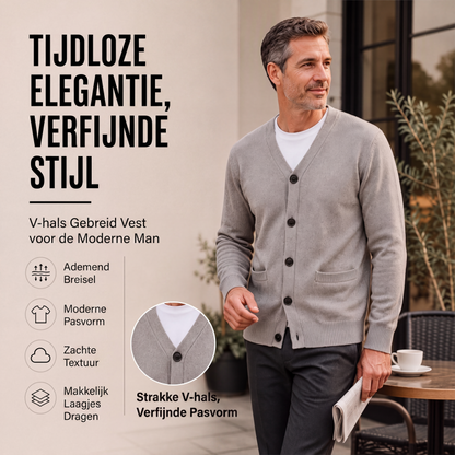 Heren casual V-hals gebreid vest