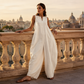 Dames mouwloze V-hals wijdpijpen jumpsuit met zakken