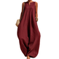 Dames mouwloze V-hals wijdpijpen jumpsuit met zakken