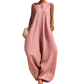 Dames mouwloze V-hals wijdpijpen jumpsuit met zakken