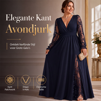 🌸 Nieuwe Collectie ✨ Elegante Maxi Jurk Dames 0XL-4XL met V-Hals & Kanten Details 👗 flatterende pasvorm, stijlvolle uitstraling & comfortabel voor elke curve