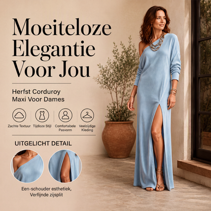 🌸 Nieuwe Collectie ✨ Dames Off Shoulder Jurk met Zijsplit 👗 Elegant, Vrouwelijk & Flatterende Pasvorm