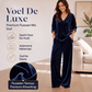Damesfluwelen set met V-hals top en wijde pijpen broek