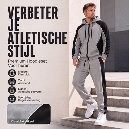 Heren Kleurblok Ritshoodie & Joggingbroek Set