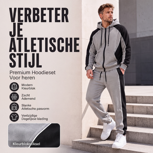 Heren Kleurblok Ritshoodie & Joggingbroek Set