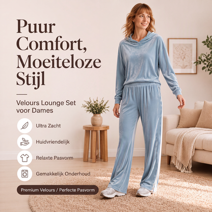 Dames fluwelen hoodie en gestreepte broek set