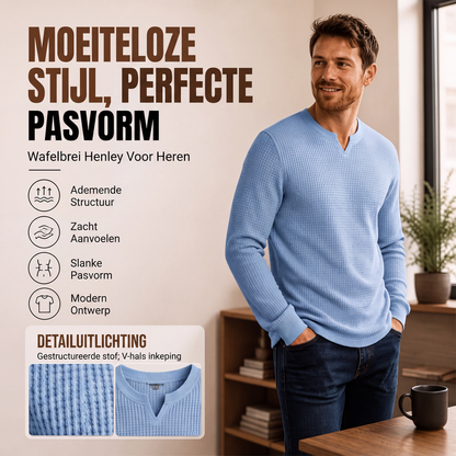 Heren Slim Fit Wafelgebreid V-hals Shirt