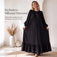 Dames maxi-jurk met strookzoom en lange mouwen
