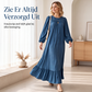 Dames maxi-jurk met strookzoom en lange mouwen