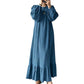 Dames maxi-jurk met strookzoom en lange mouwen