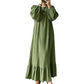 Dames maxi-jurk met strookzoom en lange mouwen