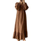 Dames maxi-jurk met strookzoom en lange mouwen