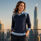 Dames sweatshirt met lange mouwen en patchwork van denim