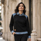Dames sweatshirt met lange mouwen en patchwork van denim
