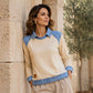 Dames sweatshirt met lange mouwen en patchwork van denim