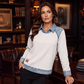 Dames sweatshirt met lange mouwen en patchwork van denim