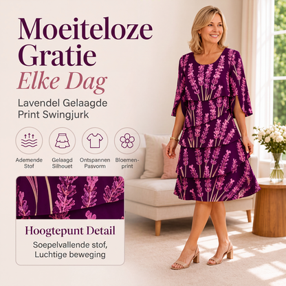Jurken met bloemenprint en geplooide lagen voor dames