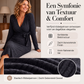 Elegant V-hals gebreid geribd overslagjurk met strik voor dames