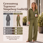 Dames set van vest met rits en wijde pijpen broek