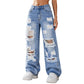 🔥 50% KORTING ✨ Dames Gescheurde Wide Leg Jeans met Hoge Taille 👖 Trendy Destroyed Look, Comfortabele Fit & Moderne Stijl