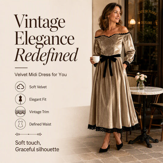 Off-shoulder fluwelen midijurk voor dames