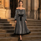 Off-shoulder fluwelen midijurk voor dames