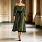 Off-shoulder fluwelen midijurk voor dames