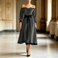 Off-shoulder fluwelen midijurk voor dames