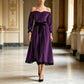 Off-shoulder fluwelen midijurk voor dames