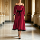 Off-shoulder fluwelen midijurk voor dames