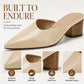 Dames-slippers met spitse neus en dikke hak