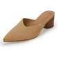 Dames-slippers met spitse neus en dikke hak