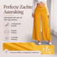 Dames wijde pijpen broek met geplooid elastische tailleband