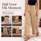 Dames jeans met geplooide zoom