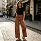 Dames jeans met geplooide zoom