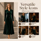 Vintage A-lijn-jurk van fluweel met knoopsluiting voor dames