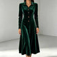 Vintage A-lijn-jurk van fluweel met knoopsluiting voor dames