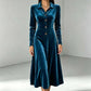 Vintage A-lijn-jurk van fluweel met knoopsluiting voor dames