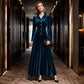 Vintage A-lijn-jurk van fluweel met knoopsluiting voor dames
