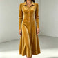 Vintage A-lijn-jurk van fluweel met knoopsluiting voor dames